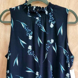 Apt. 9 NWT Plisse Mock Neck Floral Sleeveless Blouse